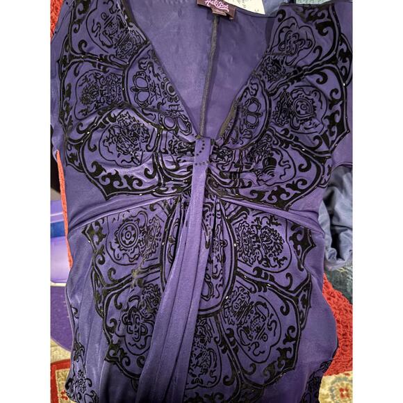 Hale Bob Purple/ Blue Dress with Black Embroidery and Beading, Size S - Picture 5 of 8